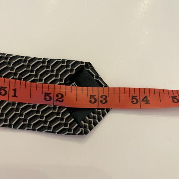 Giorgio Armani Collezioni Silk Tie Mens 53.5x3.75" Forest Green Geometric Italy - Picture 10 of 11